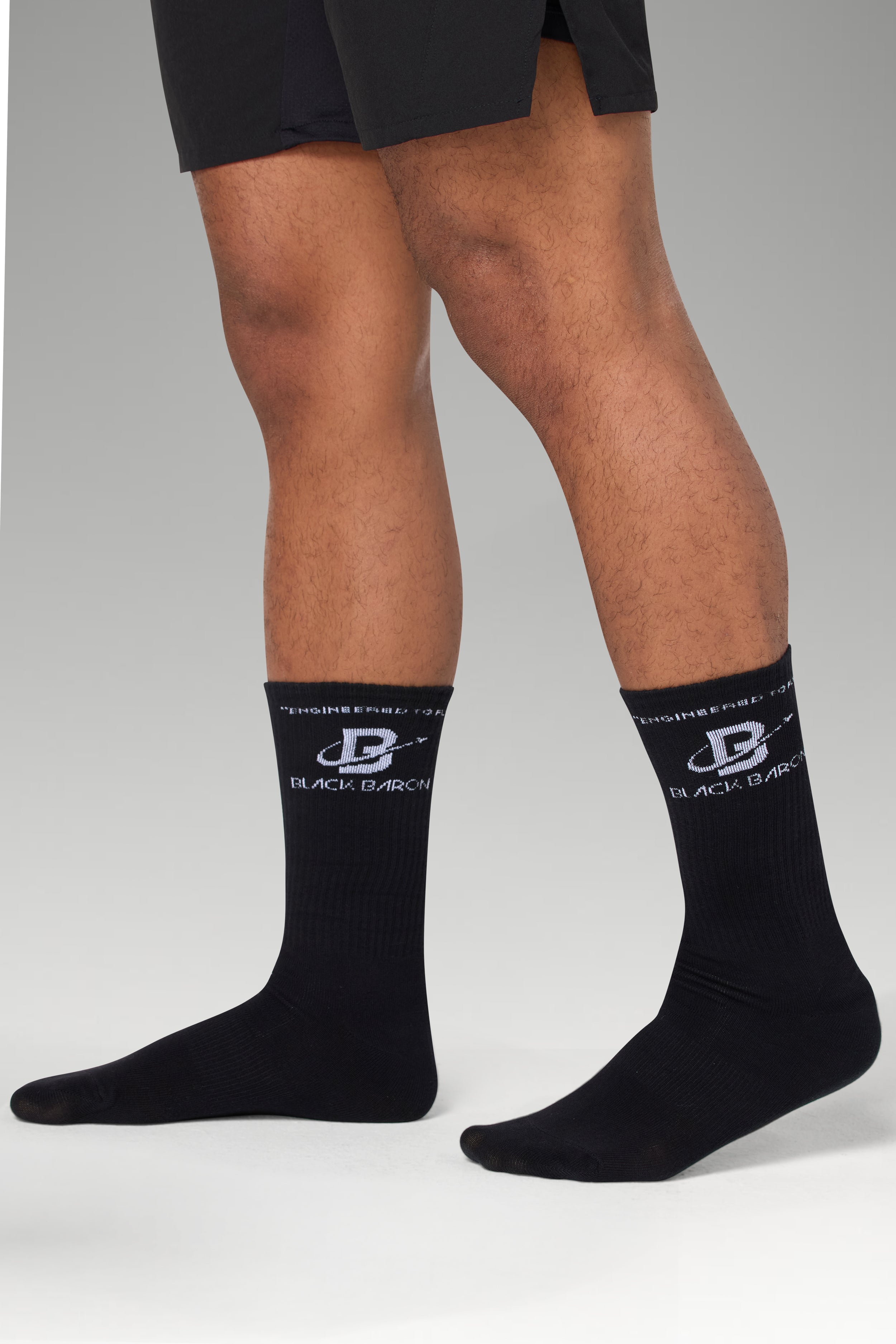 High Crew Black Socks